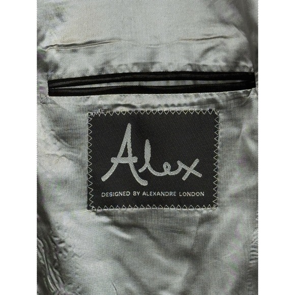 Alexandre London Men's 44R Double Breasted Wool Blend Blazer Black Striped - Picture 7 of 10